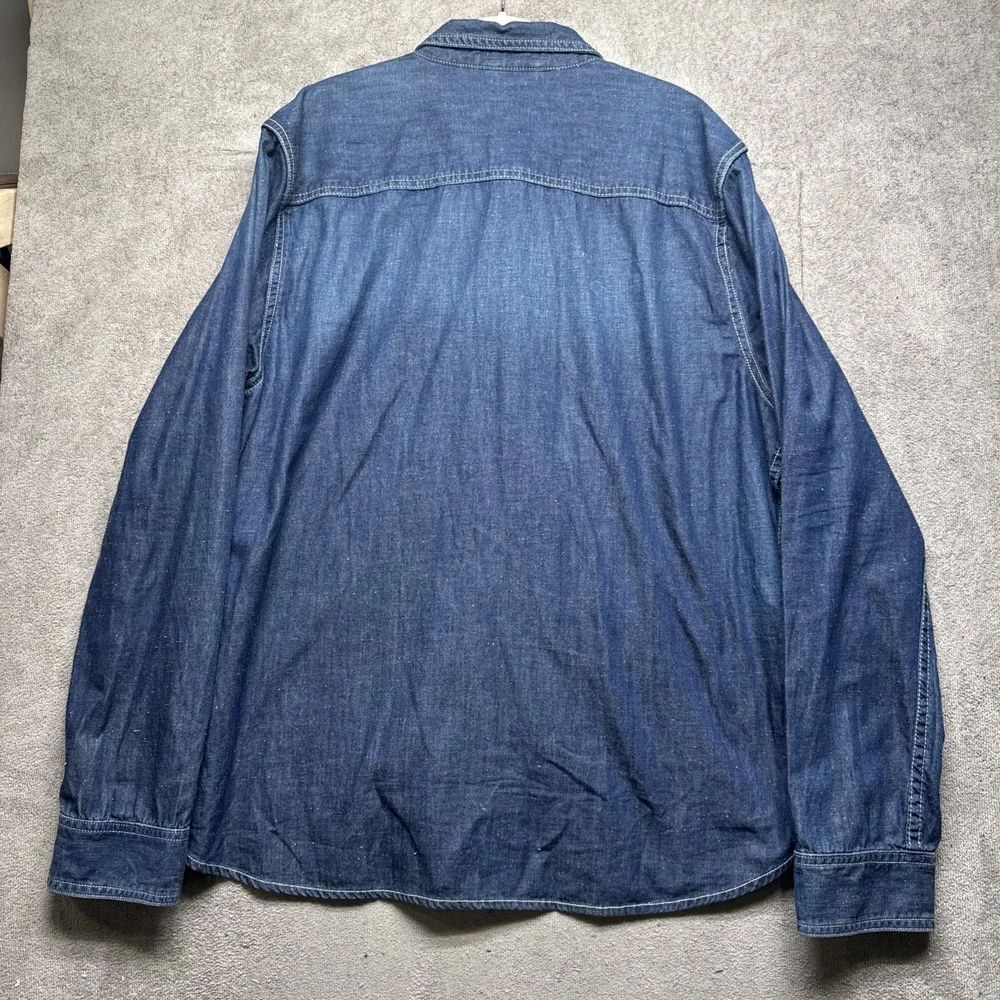 True Religion Men's‎ Denim Button Up Shirt 3XL Blue Western Workwear Style